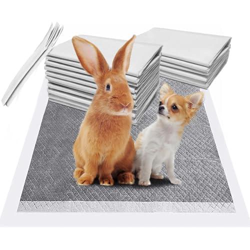 Fhiny 50PCS Rabbit Pee Pads, 18" × 24" Disposable Cage Liner Black Carbon Odor-Control, All-Absorb Charcoal Training Accessories with Quick-Dry Surface for Bunny Rabbit Puppy Small Animals - color: Black, size: M:18" × 24"/50Pcs