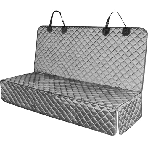 PETICON Waterproof Scratchproof Pet Bench Seat Covers for Cars, SUVs, Nonslip Durable Back Seat Cover for Dogs, 600D Oxford Fabric, Machine Washable - color: gray, size: Medium-52"W