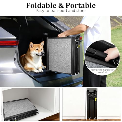 71" x 20" Dog Ramp for Car, Folding Pet Stair Ramps for Truck, SUV, Portable Pet Steps Load-Bearing 200LBS with Non-Slip Surface