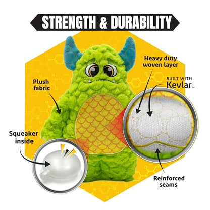 Bite Force Dog Toy - Large Durable & Strong Plush Green Monster Dog Toy, Kevlar-Reinforced for Aggressive Chewers - color: Large - Billy the Beast Monster