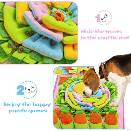 Pet Snuffle Mat for Dogs Sniff Mat Nosework Feeding Mat Slow Feeder Interactive Dog Puzzle Toys for Training and Stress Relief Encourages Natural Foraging Skills (31''x19''（Pink）) - size: 31''x19''（pink）