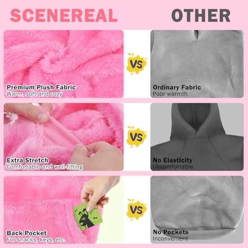 SCENEREAL Fleece Dog Sweaters Hoodie for Small Medium Large Dogs Girls Boys, Plush Fuzzy Dog Clothes Hoodies with Leash Hole, Winter/Fall Puppy Cold Weather Coat, Sherpa Hooded Sweatshirt, Rose Red M - color: Rose red, size: Medium