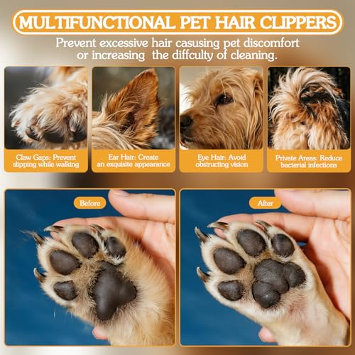 OneNine Pet Hair Trimmer for Paws – Cat Hair Trimmer & Hair Trimmer for Dogs, Cordless Rechargeable Electric Grooming Clippers for Small Medium Large Pets