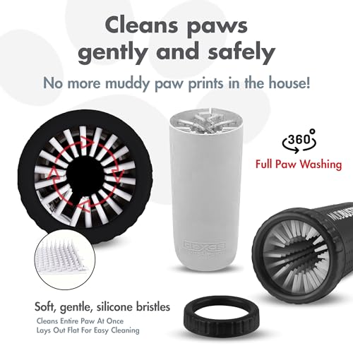 Dexas MudBuster Large Dog Paw Cleaner, Matte Black, Fits 2.5"-3.5" Wide Paws, Gentle Silicone Bristles for Quick, Easy Cleaning - color: Matte Black, size: Large without Lid