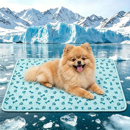 SHEJIZE Dog Cooling Mat Large, No-Water, Washable, Anti-Slip for Car | Instant cooling Q-Max>0.5 fabric. Use in car, crate, patio, or tent. Cools on contact, no water needed. - size: S(23*17inch)