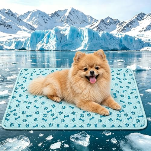 SHEJIZE Dog Cooling Mat Large, No-Water, Washable, Anti-Slip for Car | Instant cooling Q-Max>0.5 fabric. Use in car, crate, patio, or tent. Cools on contact, no water needed. - size: S(23*17inch)