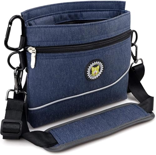 Viklluyr Dog Treat Pouch Bag with Magnetic Closure, Dog Food Carrier with Removable Inner Pocket, Perfect Dog Training Bag for Agility Training - Including Carabiner - color: Blue, size: M