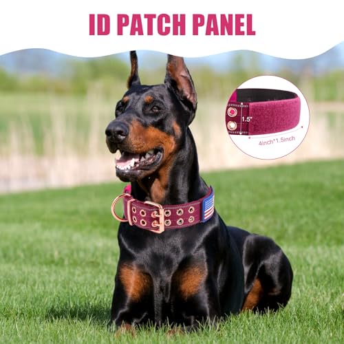 Heavy Duty Tactical Dog Collar with Neoprene Padded and Metal Buckle, Reflective Nylon for Medium to Large Dogs(Wine Red, Medium) - color: Wine Red, size: Medium (Pack of 1)