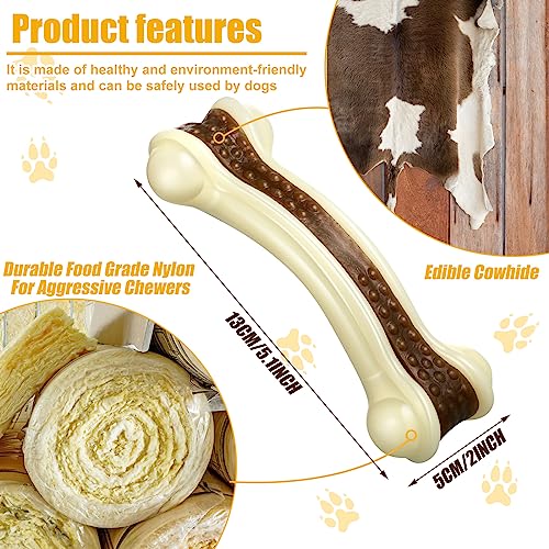 Sosation 10 Pcs Dog Chew Toys for Aggressive Chewers Nylon Beef Flavor Dog Bones Tough Puppy Teething Toys Puppy Chew Bones for Large/Medium/Small Breed Dogs Puppies (5.1 x 2 Inch) - size: 5.1 x 2 Inch