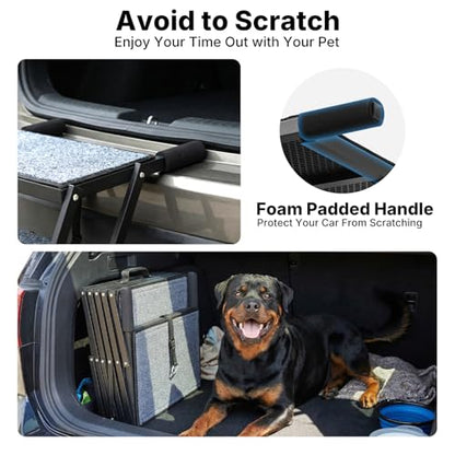 Veehoo Collapsible Dog Stairs for Large Dogs Extra Wide, 5 Steps Folding Dog Steps for Car Truck SUV 20" Wide, Heavy Duty Pet Loader Ramp Ladder Portable with Non Slip Surface, Support up to 200lbs - size: 5 Steps