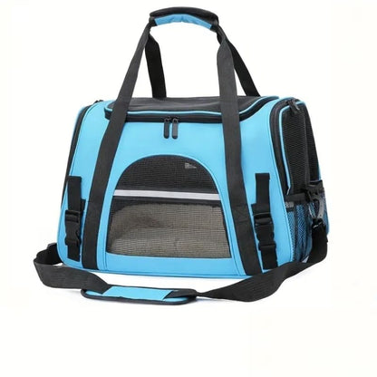 Cat Carrier Bag, Airline Approved Soft Carrier for Cats & Small Dogs | Airline approved pet carrier for pets under 15lb, breathable mesh with privacy cover, lightweight, foldable & washable - color: Blue