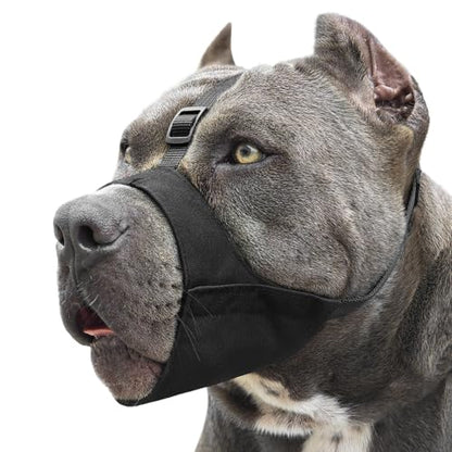Mayerzon Pitbull Muzzle, Soft Dog Muzzle with Anti-Slip Strap for American Bully Bulldog Boxers Rottweilers, Fabric Mouth Guard for Medium Large Short Snout Dog Anti Biting Chewing, Allow to Drink - size: M [Snout Cir: 8.5"-9.5"]