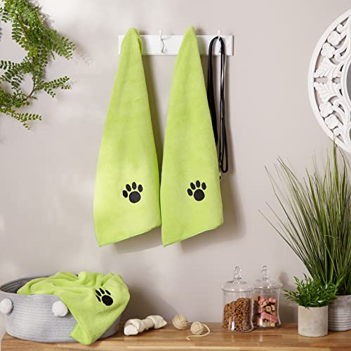 Bone Dry Pet Grooming, Embroidered Microfiber Towel Drying Collection, 15x30, Lettuce Green - color: Lettuce Green, size: 15x30"