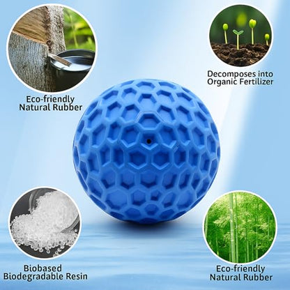 Durable Indestructible Squeaky Dog Ball for Aggressive Heavy Chewers, Unbreakable Tough Natural Rubber Dog Toy, Bouncy Interactive Ball for Medium & Large Dogs, Safe for Teeth & Gums (Blue) - color: Blue