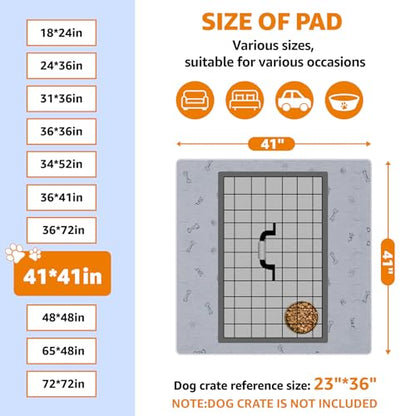 Washable Puppy Pads 2Pack , 41x41 Reusable Pee Pads for Dogs, Absorbent Whelping Pads with Bone Print, Waterproof Dog Rug Non-Slip Protector for Housbreaking,Potty Training,Bed Couch Carpet - size: 41X41" (Pack of 2)