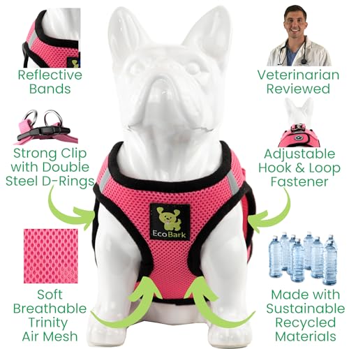 EcoBark Premium Teacup Dog Harness - Luxury Soft Tiny and Toy Breed Harness for Puppy - Mini Step in Vest Body Halter Under 5 lbs (Bubblegum Pink, XXXS) - color: Bubblegum Pink, size: XXXS- 2 to 3 lbs- Chest up to 10 in (Pack of 1)