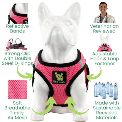 EcoBark Premium Teacup Dog Harness - Luxury Soft Tiny and Toy Breed Harness for Puppy - Mini Step in Vest Body Halter Under 5 lbs (Bubblegum Pink, XXXS) - color: Bubblegum Pink, size: XXXS- 2 to 3 lbs- Chest up to 10 in (Pack of 1)
