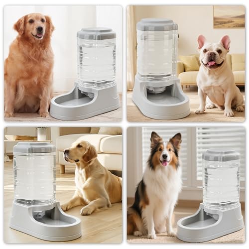 Kenond 9.5L Dog Feeders and Water Bowl Set for Large Dogs, 2.5 Gallon Automatic Water Dispenser, Gravity Dog Food Dispenser - color: 2.5 gallon water dispenser and feeder
