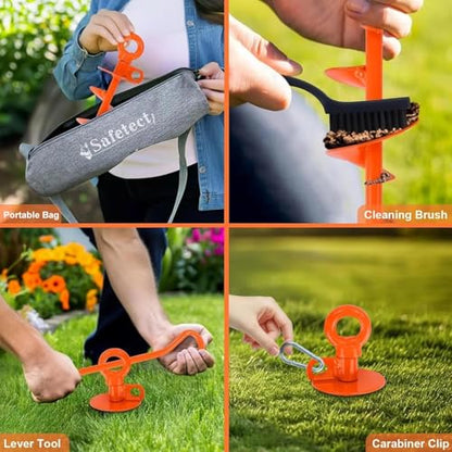 15'' Dog Tie Out Stake for Large Dogs up to 220lbs Heavy Duty Screw-in Dog Stakes for Yard, Beach Camping Outside Ground Stakes for Dog Cable, Leashes, Dog Ground Anchor with 360° Swivel