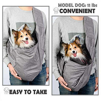 ARELLA Dog Sling Carrier for Small Dog Sling Carrier 5-15 lbs with Comfortable Adjustable Padded Shoulder Breathable Mesh for Travel Hands Free Daily Walk Outdoor Activities PDS08G