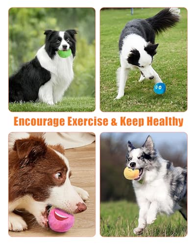 Squeaky Dog Toys, Stuffed Plush Puppy Toy Balls to Keep Them Busy, (4 Pack) Interactive Funny Pet Ball with Squeaker for Puppies Small Breed Medium Dogs - style: Medium 2.9" (4 Pack B)