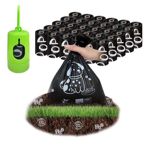 Biodegradable Dog Poop Bags 13×9in 450 count with Free Dispenser | ASTM D6400 & EN 13432 Compliant BPI Certified Poop Bags for Dogs, Unscented, Large, Earth Friendly Leakproof, Easy to Open - color: Black, size: 450 Count (Pack of 1)