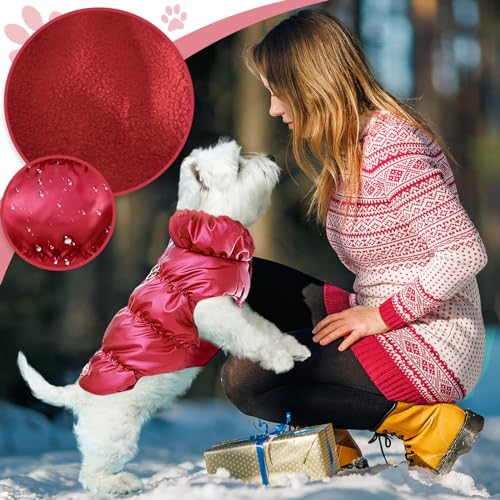 ABRRLO Winter Warm Dog Jacket for Small Medium Dogs Cat Cold Weather Coats with Harness Paded Dogs Fleece Vest Waterproof Windproof Dog Snow Jacket Pet Puppy Clothes (Wine red,XS) - color: Wine red, size: X-Small