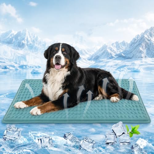 GOLOPET Gian Large Dog Cooling Mat 45x23 in,Ice Breathable Fabric, Solid Silicone Honeycomb Heat Dissipation Structure, Long-Lasting Coolness Cooling Mat for Dogs(Q-Max>0.5) - size: 45 x 23 in