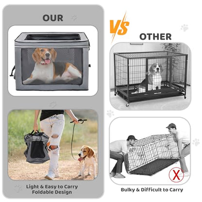 Portable Dog Crate Soft Dog Crate 22",30",36",42" Foldable Basic Dog Crates Easy Set-up, Light, Sturdy, Comfy，Collapsible Crate for Home and Travel (30Inch) - size: 30Inch