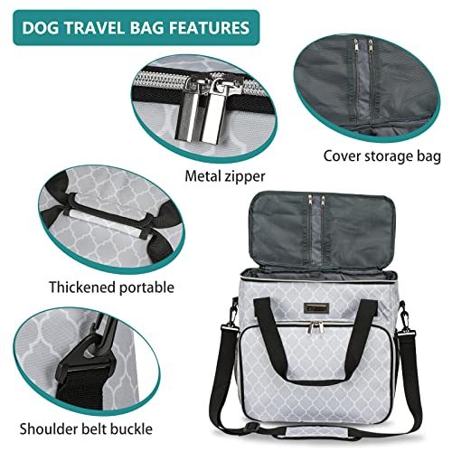 BAGLHER Dog Travel Bag, Pet Travel Bag (ALL Pet Travel Supplies), With 2 Pet Food Containers and 2 Collapsible Silicone Bowls; Essential Kits for Pet Travel DLwhite - color: DLwhite, size: Medium