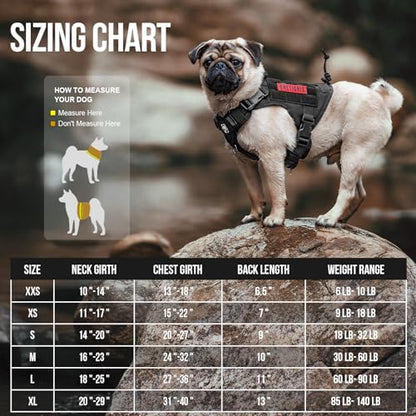 OneTigris Tactical Dog Harness Vest,No-Pull Service Dog Vest with Hook & Loop Panels,Adjustable Dog Vest Harness for Walking Hiking Training(Black,XS) - color: Black, size: XS