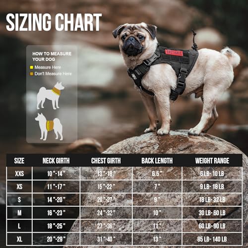 OneTigris Tactical Dog Harness Vest,No-Pull Service Dog Vest with Hook & Loop Panels,Adjustable Dog Vest Harness for Walking Hiking Training(Black,XS) - color: Black, size: XS