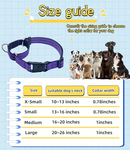 Martingale Dog Collars with Quick Release Buckle, Heavy Duty Nylon Reflective Dog Collar, NO Pull Walking Training Collar for Large, Medium, Small Dogs (Purple, Small) - color: Purple, size: Small