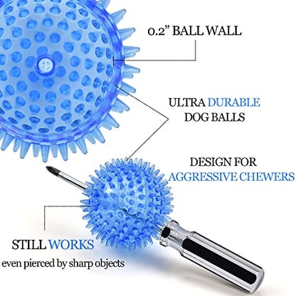 LECHONG 6pack Squeaky Dog Toys Spiky Dog Balls Cleans Teeth and Promotes Dental and Gum Health for Your Pet Squeaker Ball Toys for Aggressive Chewers (S 6PACK) - size: S 6PACK
