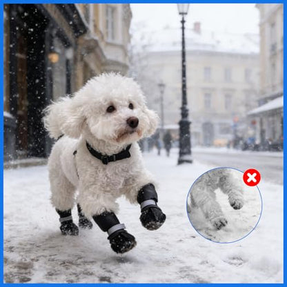 Winter Dog Boots with Leg Protection, Non-Slip Sole for Small & Medium Dogs - Waterproof Adjustable Straps, Paw Protector for Outdoor Walking & Hiking (S) - size: S