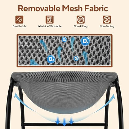 LIFLIX Raised Cat Hammock Bed, Free Standing Cat Cot with Washable Mesh, Pet Bed for for Kittens, 17.1 x 17 x 9.5 inches - color: Grey