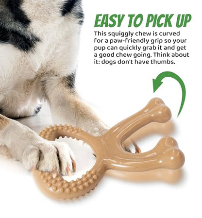 Durable Dog Chew Toy for Aggressive Chewers, Indestructible Nylon Bone Dental Care Teeth Cleaning Chew Toy for Small, Medium and Large Dogs, Keep Them Busy, Irresistible Beef Flavor (Brown) - color: Brown