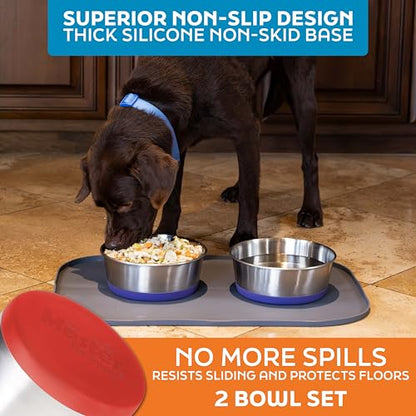 Master Pet Supply Stainless Steel Dog Bowls Set of 2 with Extra Thick Silicone Base - 8 Cup (64 oz) Crimson Red, Non-Slip, Dishwasher Safe Metal Bowls, Pet Dog Food Bowl for Dogs, Cats, Anti Rust - color: Crimson Red, size: 8 Cups (64 oz) 2 Pack