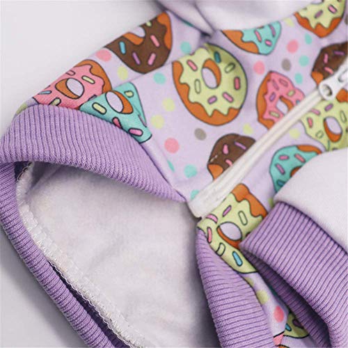 Purple Puppy Dog Hoodies for Small Medium Dogs, Christmas Hooded Sweatshirt with Pocket Pet Cat Hoody Clothes Sweaters Fleece Coat Dog Costume Winter - color: Purple Donut, size: X-Large
