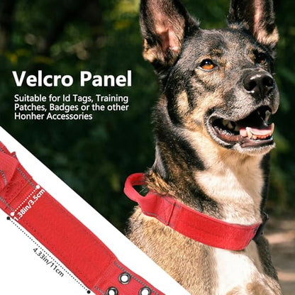 Tactical Dog Collar with Control Handle, Military Adjustable Pet Collar Reflective Heavy Metal Buckle Dog Collar, Soft Nylon Training Collar for Medium Large Dogs (Red, X-Large) - color: Red, size: X-Large