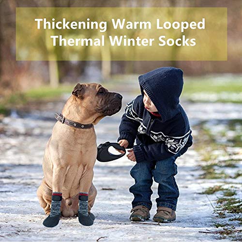 Mihachi Dog Socks Rubber Sole Paw Protectors with Straps Traction Control Anti-Slip Waterproof Boots Winter Paw Protectors - size: Small