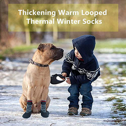 Mihachi Dog Socks Rubber Sole Paw Protectors with Straps Traction Control Anti-Slip Waterproof Boots Winter Paw Protectors - size: Small