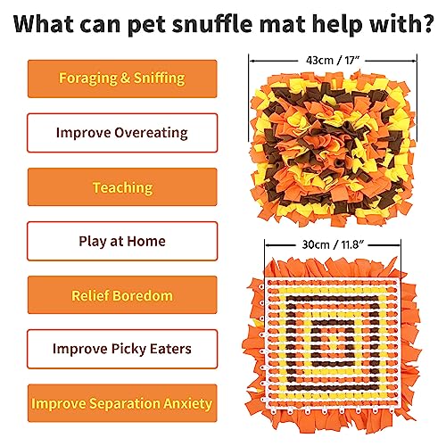 LIVEKEY Pet Snuffle Mat for Dogs, Dog Feeding Mat, Nosework Training Mats for Foraging Instinct Interactive Puzzle Toys (Orange&Yellow&Brown)
