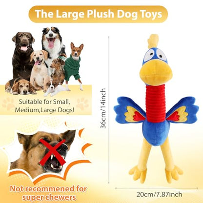 Letsmeet Pet Supplies Squeaky Dog Chew Toy with Soft Fabric Tough Interactive Tug of War Dog Toys to Keep Them Busy for Small,Medium,Large Breed - color: Blue yellow