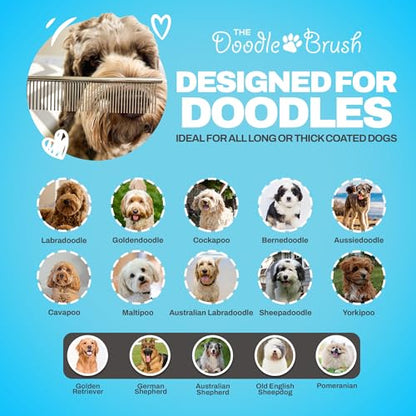 The Doodle Brush Dog Combs for Grooming Matting, Finishing Metal Comb For Dogs, Large Stainless Steel Doodle Dog Grooming Combs, Tackles Mat & Tangles for Poodles, Labradoodle, Cockapoo Pet Comb