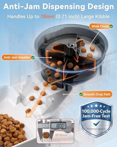 Large Breed Automatic Dog Feeder with 1080P HD Camera: 12L/50 Cups 20-Day Food Capacity for Busy Pet Owners - Anti-Clog 0.78inch Wide Outlet for Large Kibble - size: 12L for Large Dogs