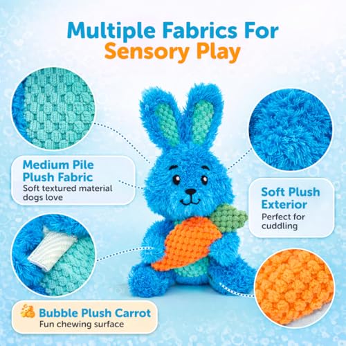 GURU Loveys Soft & Cuddly Rabbit Dog Toy with Removable Squeaker - Dog Toy with Multiple Textures to Stimulate Play & Engage Your Dog’s Instincts- Puzzle Dog Toy, Low-Pile & Bubble Plush - style: Rabbit