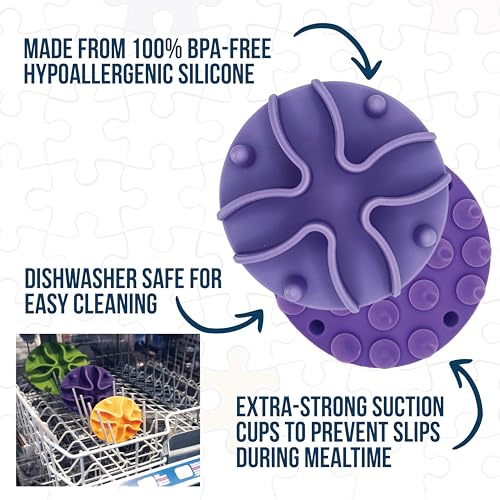 Palz&Co Paw Puzzles Slow Feeder Dog Bowl Insert - 5" Round Silicone Insert for Medium Pet Bowls, Purple - Promotes Healthier Eating & Mental Stimulation, Dishwasher & Freezer Safe - size: Medium