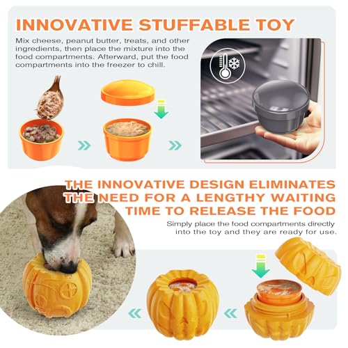 Pumpkin-Shaped Interactive Dog Toy for Dogs Multifunctional Food Dispenser, Frozen Lick Toy & Durable Chew Toy for Aggressive Chewers, Safe Nylon & Coffee Wood Fiber, Easy to Clean, Relieves Anxiety - color: Pumpkin Shape