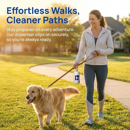 Dog Poop Bag Storage Box and Dispenser, with Leash Hook, Leak-Proof Design, and a Rotating Top for Easy Refilling; Includes 1 Roll of Poop Bags; White
